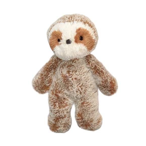 2021 Aurora Sweet And Soft Sloth Tan Cream Plush BeanBag Stuffed Animal Toy 10" - Picture 1 of 5